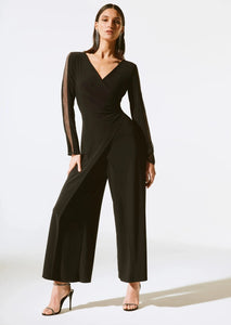 Black Silky Knit Culottes Jumpsuit 243722