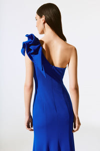 One-Shoulder Scuba Crepe Gown 243746