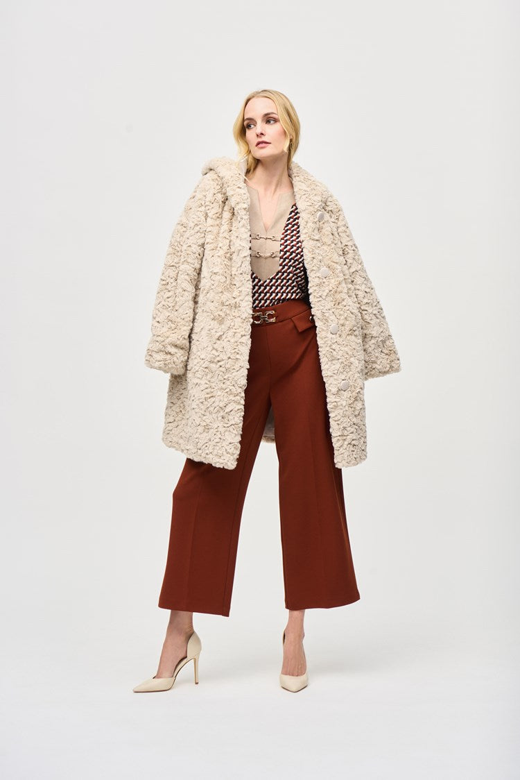 Reversible Faux Fur Coat with Hoodie 243903