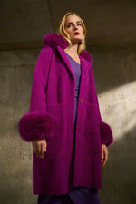 Load image into Gallery viewer, Feather Yarn and Faux Fur Coatigan 243923

