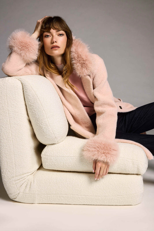 Feather Yarn and Faux Fur Coatigan
