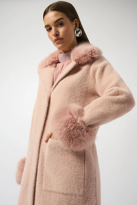 Feather Yarn and Faux Fur Coatigan