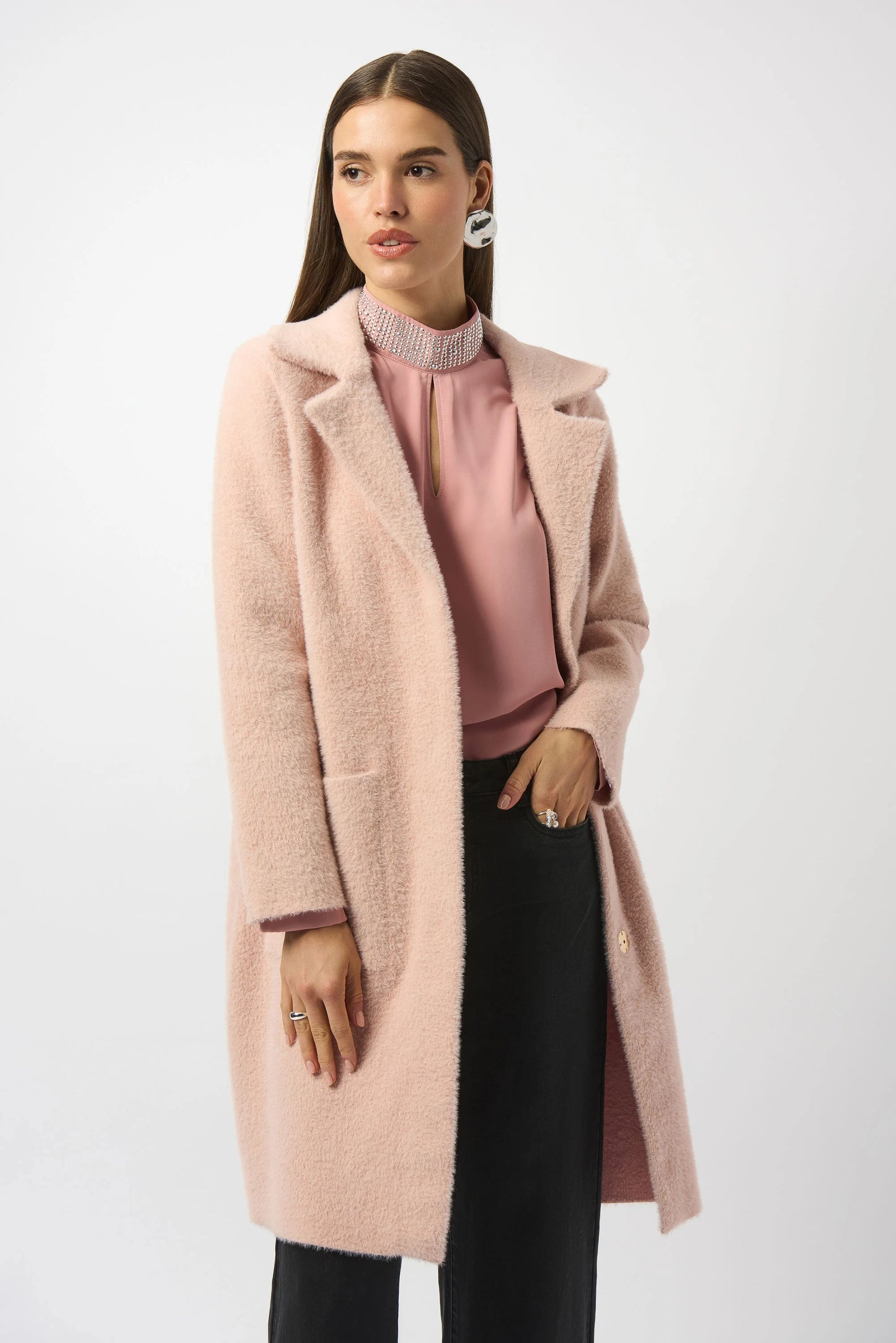 Feather Yarn and Faux Fur Coatigan