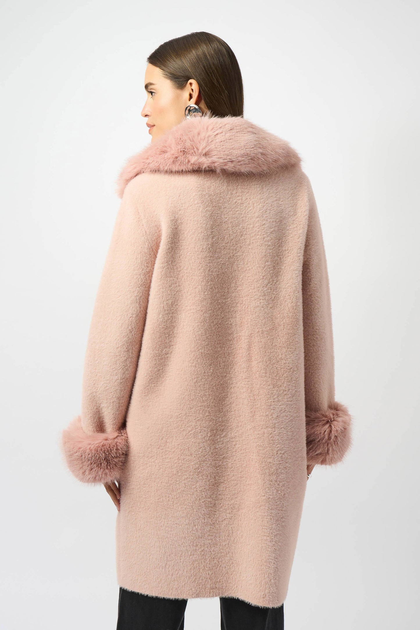 Feather Yarn and Faux Fur Coatigan