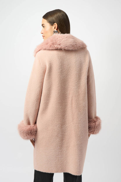Feather Yarn and Faux Fur Coatigan