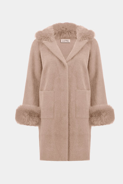 Feather Yarn and Faux Fur Coatigan
