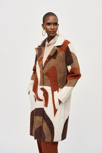 Abstract Print Feather Yarn Coat 243928