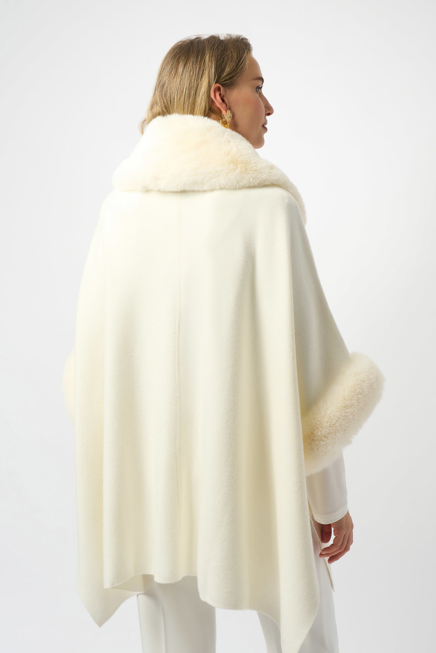 Brushed Knitted and Faux Fur Cape