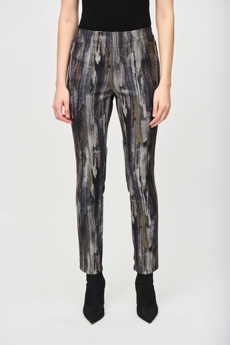 Abstract Print Classic Slim Denim Pants 243965