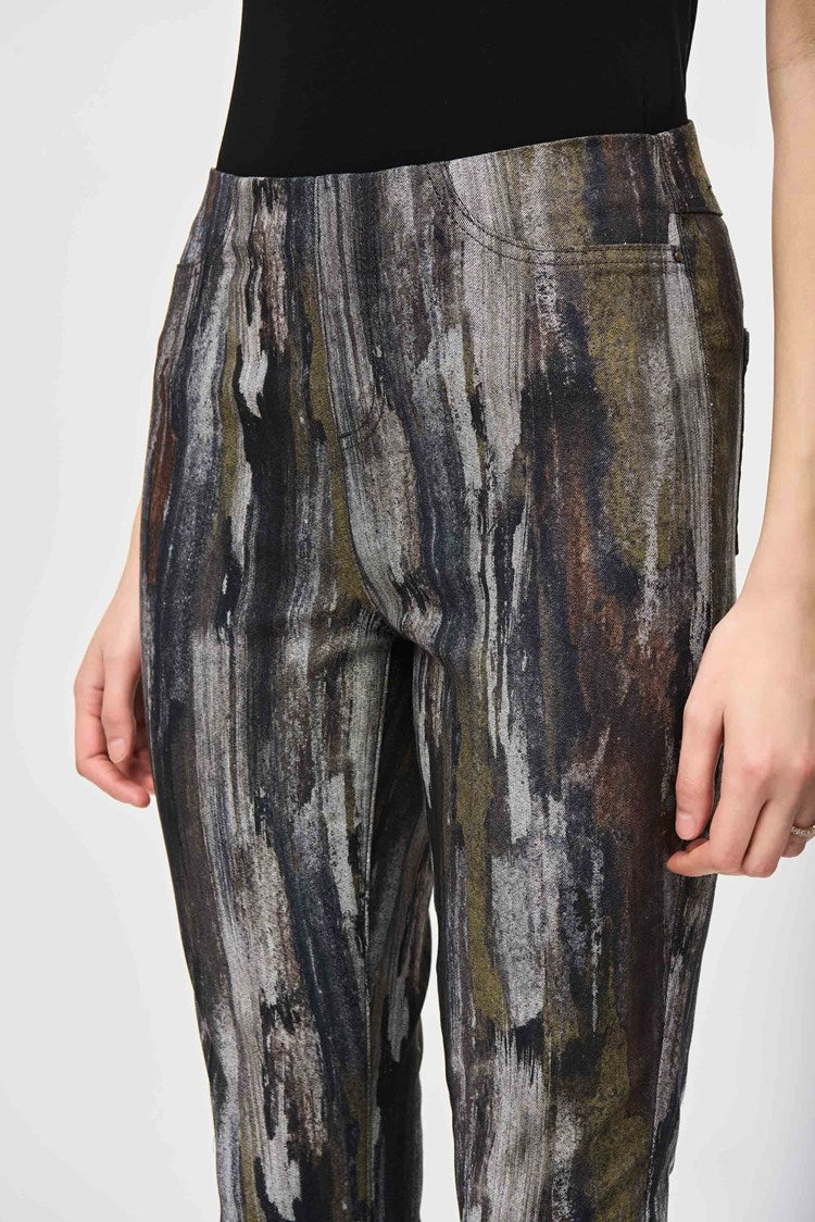 Abstract Print Classic Slim Denim Pants 243965