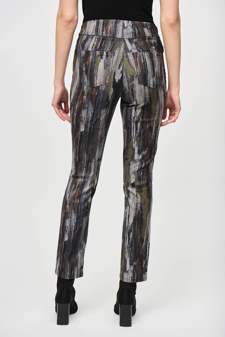 Abstract Print Classic Slim Denim Pants 243965