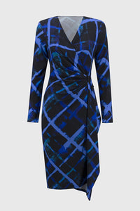 Abstract Print Wrap Dress 244131