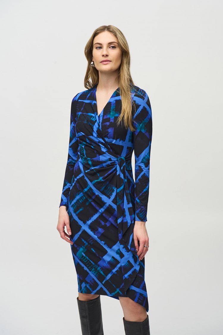 Abstract Print Wrap Dress 244131