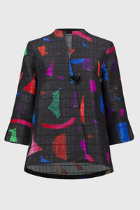 Abstract Print Jacquard Trapeze Jacket 244230