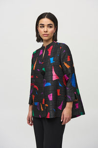 Abstract Print Jacquard Trapeze Jacket 244230