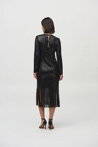 Sequined Midi Dress With Fringe Hemline 244906