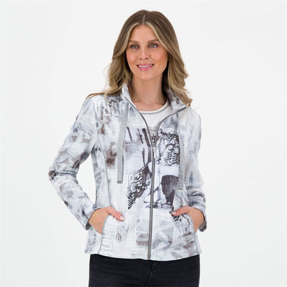 Light Grey Patterned Zip Jacket J3579