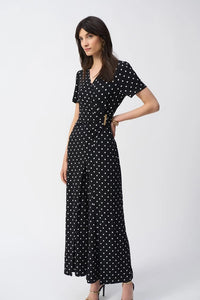 Dot Print Wrap Culotte Jumpsuit 251008