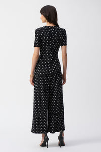 Dot Print Wrap Culotte Jumpsuit 251008