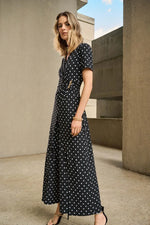 Load image into Gallery viewer, Dot Print Wrap Culotte Jumpsuit 251008
