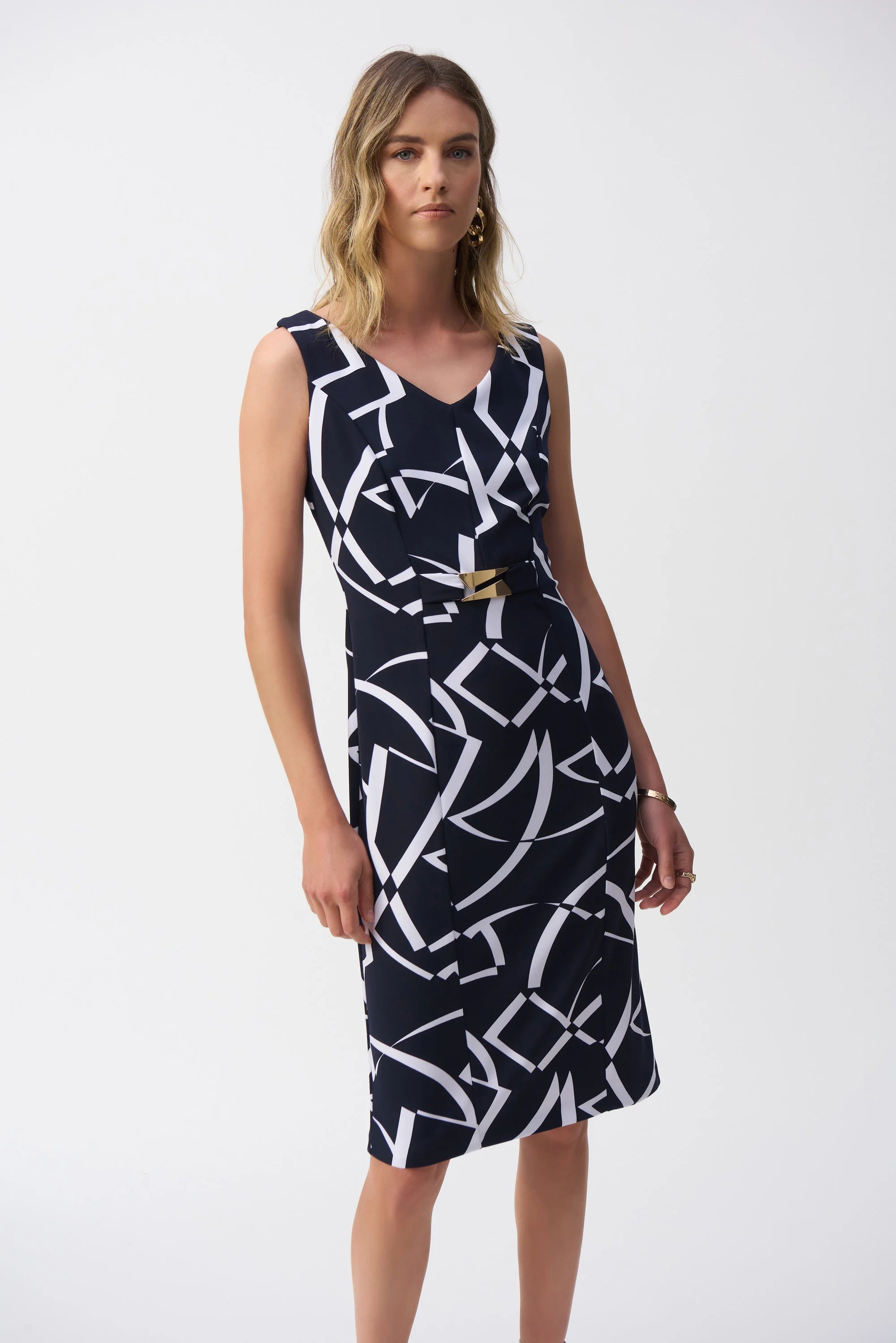 Geometric Print Sheath Dress 251108