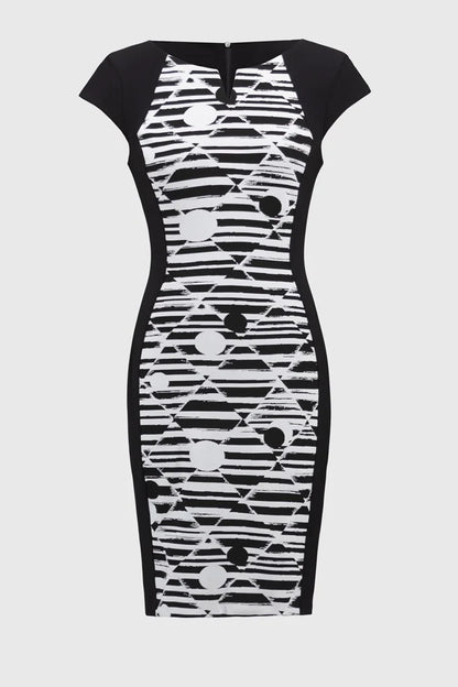 Jacquard Geometric Print Sheath Dress 251237