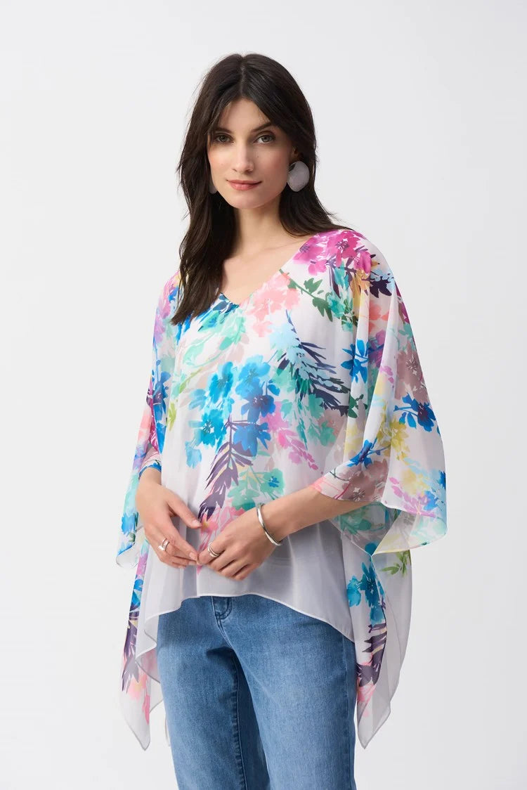 Chiffon Floral Print Poncho Top 251238