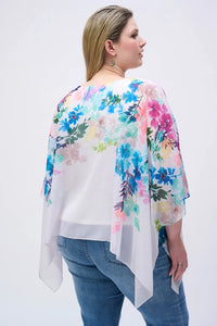 Chiffon Floral Print Poncho Top 251238