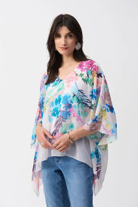 Chiffon Floral Print Poncho Top 251238