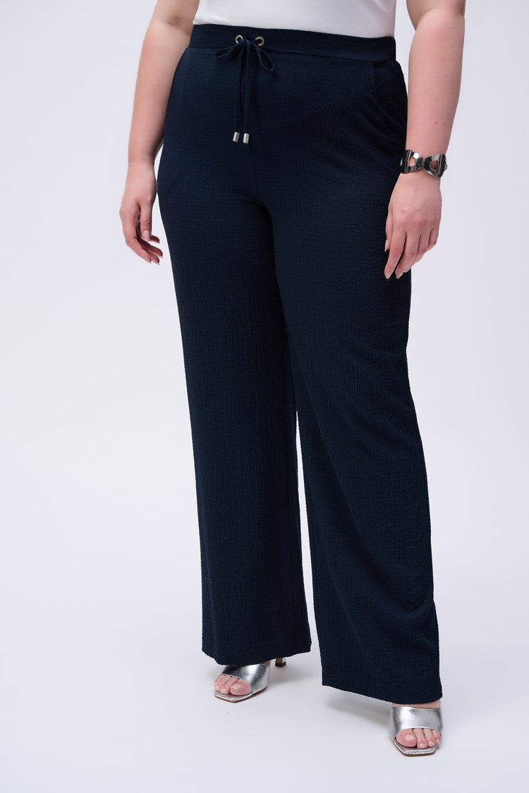 Seersucker Wide Leg Pull-On Trousers 251293