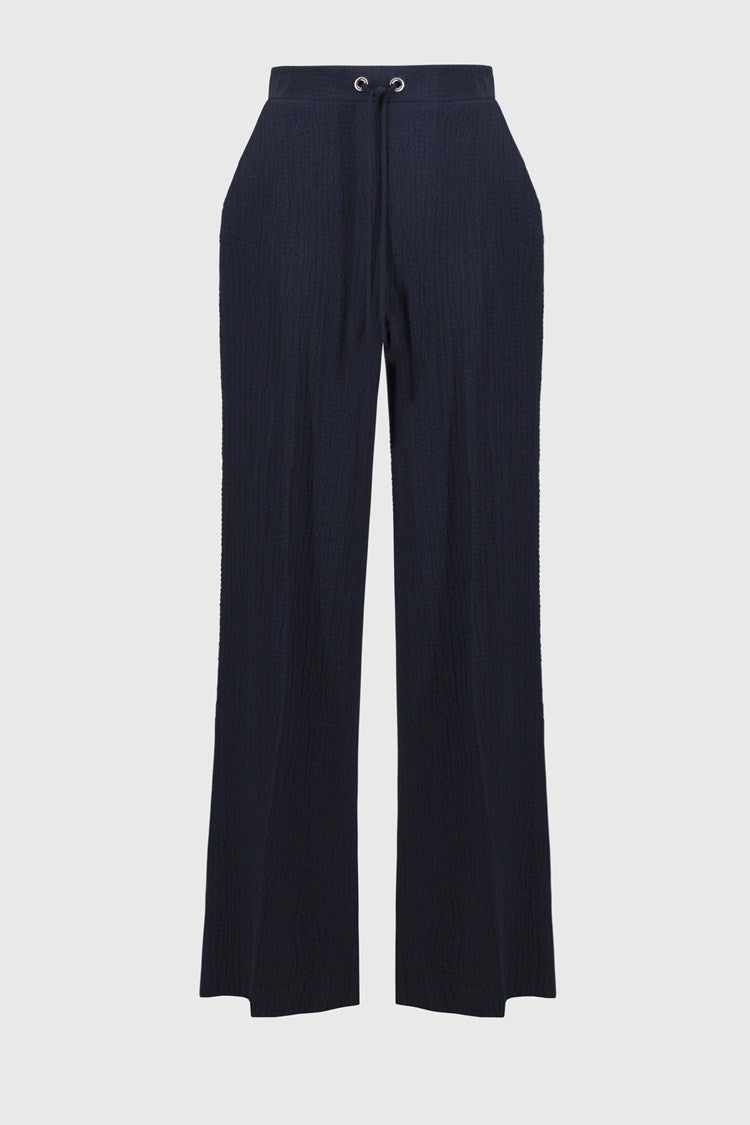 Seersucker Wide Leg Pull-On Trousers 251293