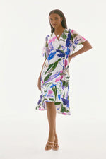 Load image into Gallery viewer, Silky Knit And Chiffon Floral Wrap Dress 251707
