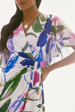 Load image into Gallery viewer, Silky Knit And Chiffon Floral Wrap Dress 251707
