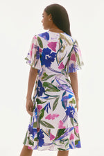 Load image into Gallery viewer, Silky Knit And Chiffon Floral Wrap Dress 251707
