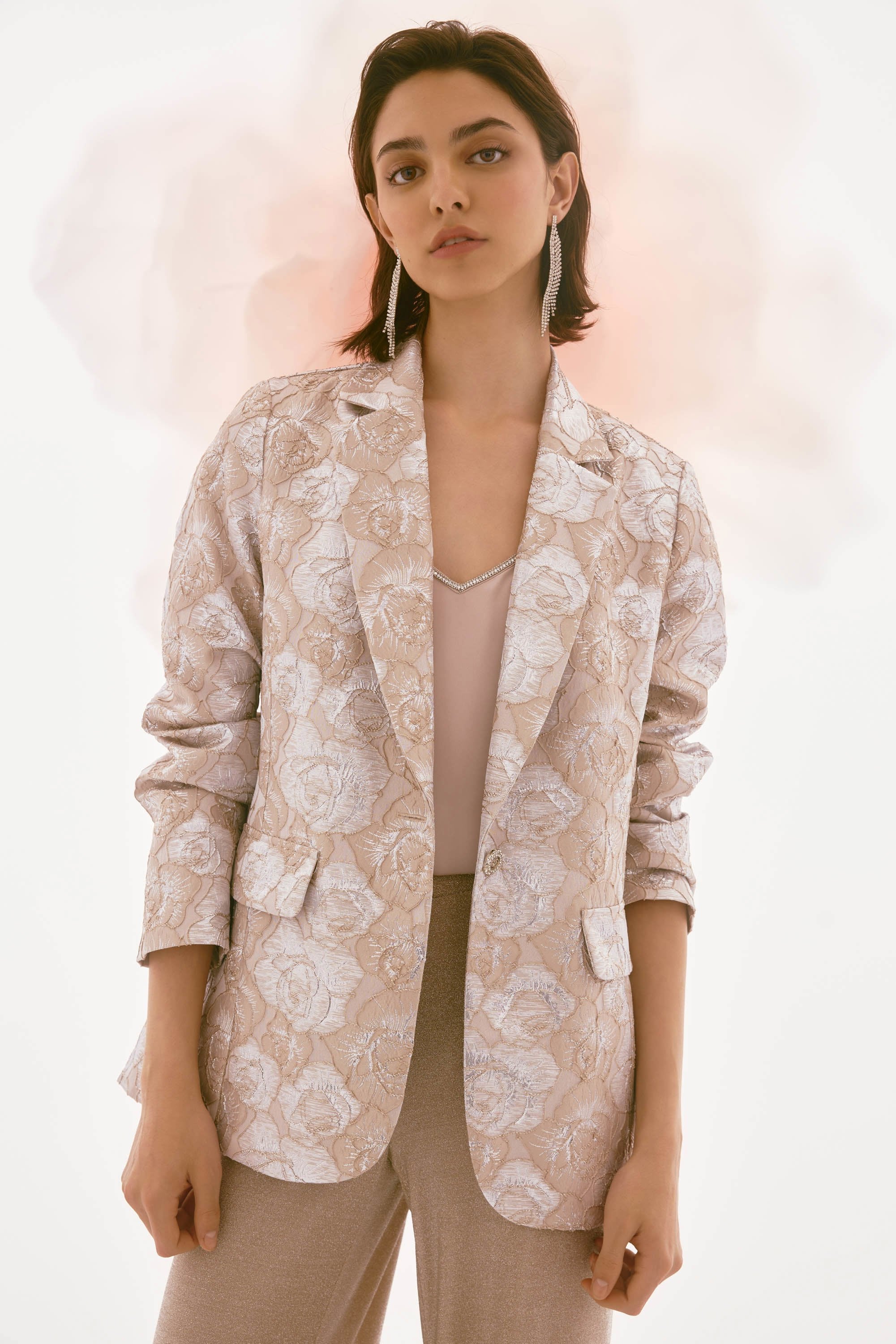 Brocade Floral Print Blazer 251729