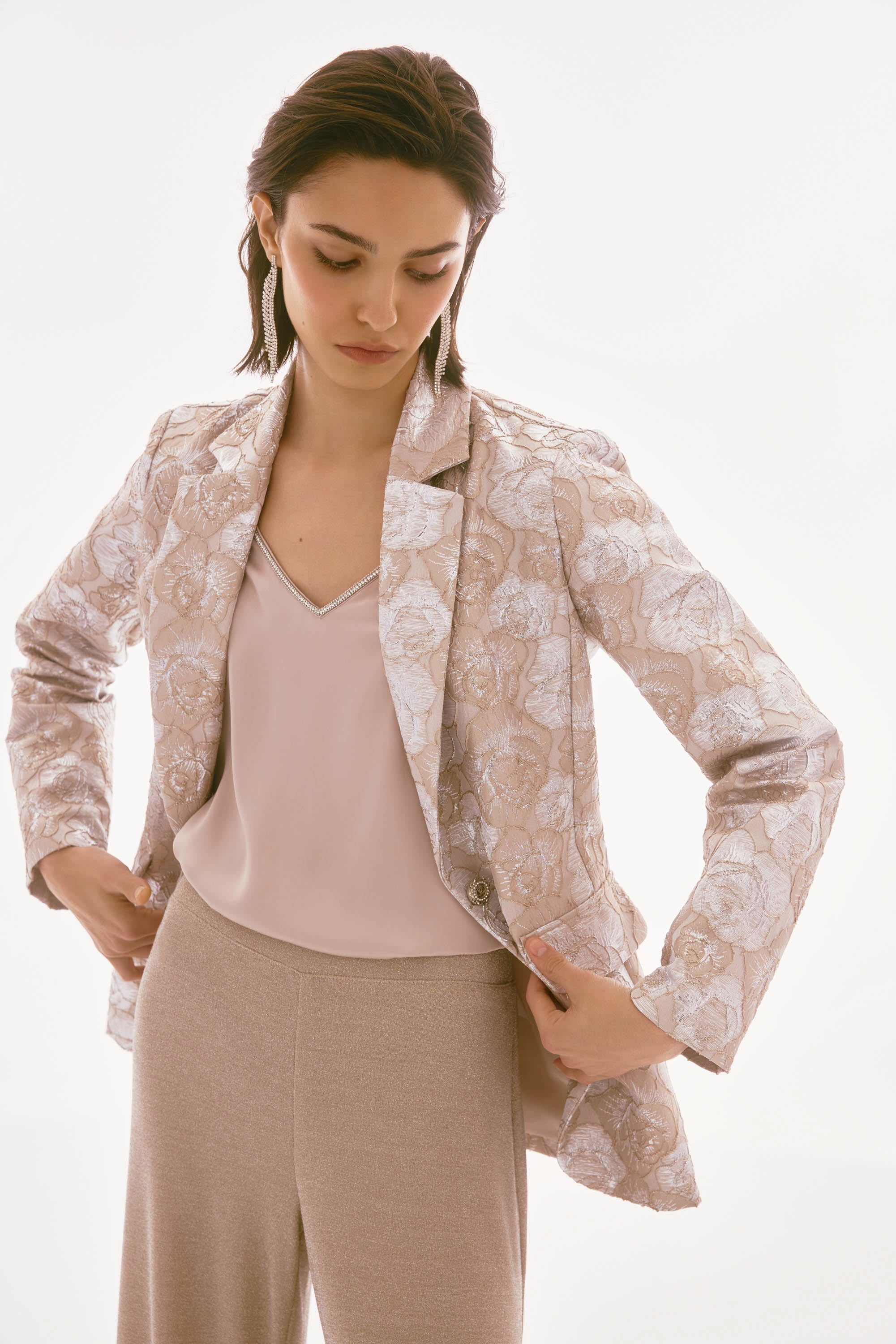 Brocade Floral Print Blazer 251729