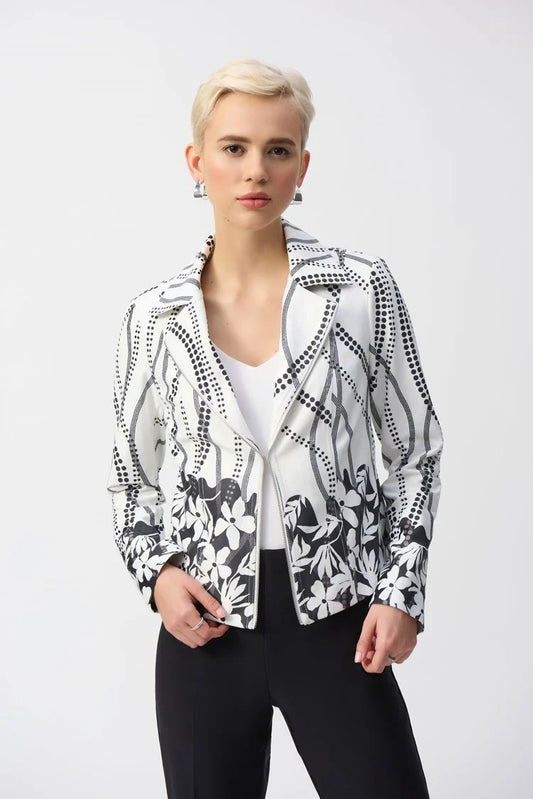 Faux Suede Floral Print Jacket 251910