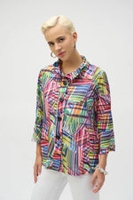 Load image into Gallery viewer, Jacquard Stripe Patchwork Print Trapeze Jacket 252038
