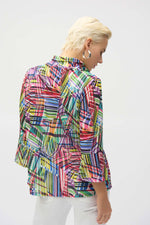 Load image into Gallery viewer, Jacquard Stripe Patchwork Print Trapeze Jacket 252038
