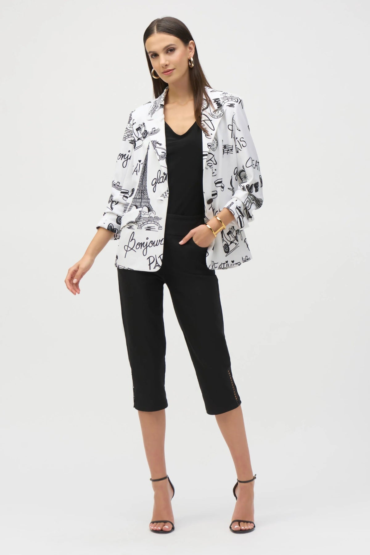 Conversational Print Straight Blazer 252042