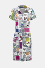 Load image into Gallery viewer, Silky Knit Newspaper Print Shift Dress 252186
