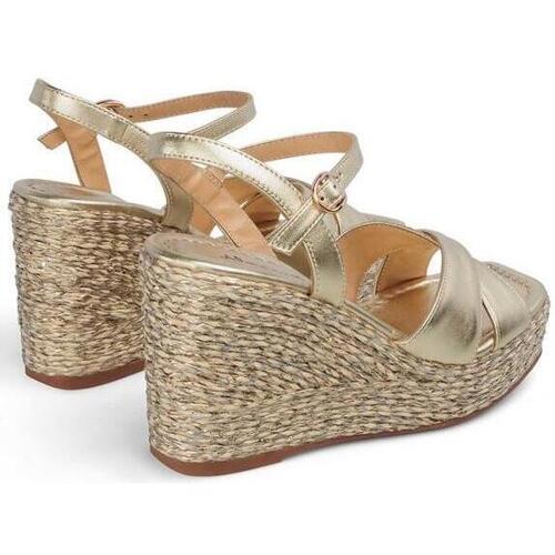 Gold Cross Sandal with Raffia Wrapped Wedges