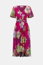 Load image into Gallery viewer, Crinkle and Mesh Floral Print Fit and Flare Dress 252707

