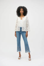 Load image into Gallery viewer, Stretch Straight Crop Jeans with Embroidery 252910
