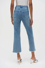 Load image into Gallery viewer, Stretch Straight Crop Jeans with Embroidery 252910
