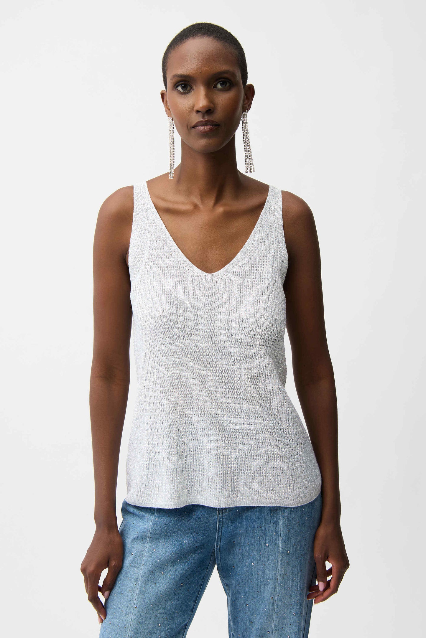 Metallic Knitted Camisole with Rhinestones (available in other colours) - Lucindas on-line
