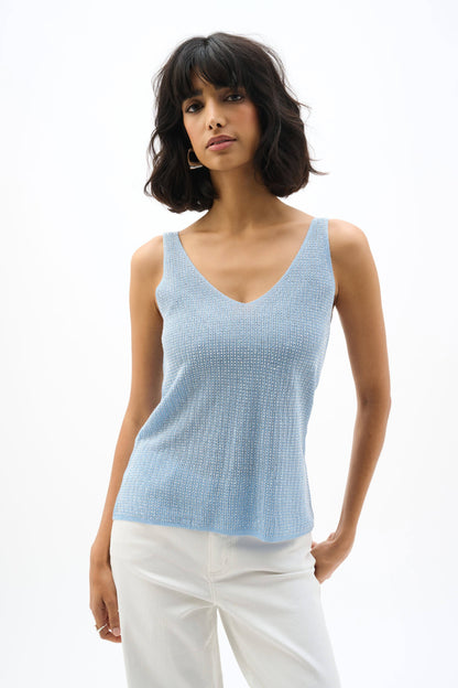 Metallic Knitted Camisole with Rhinestones (available in other colours) - Lucindas on-line