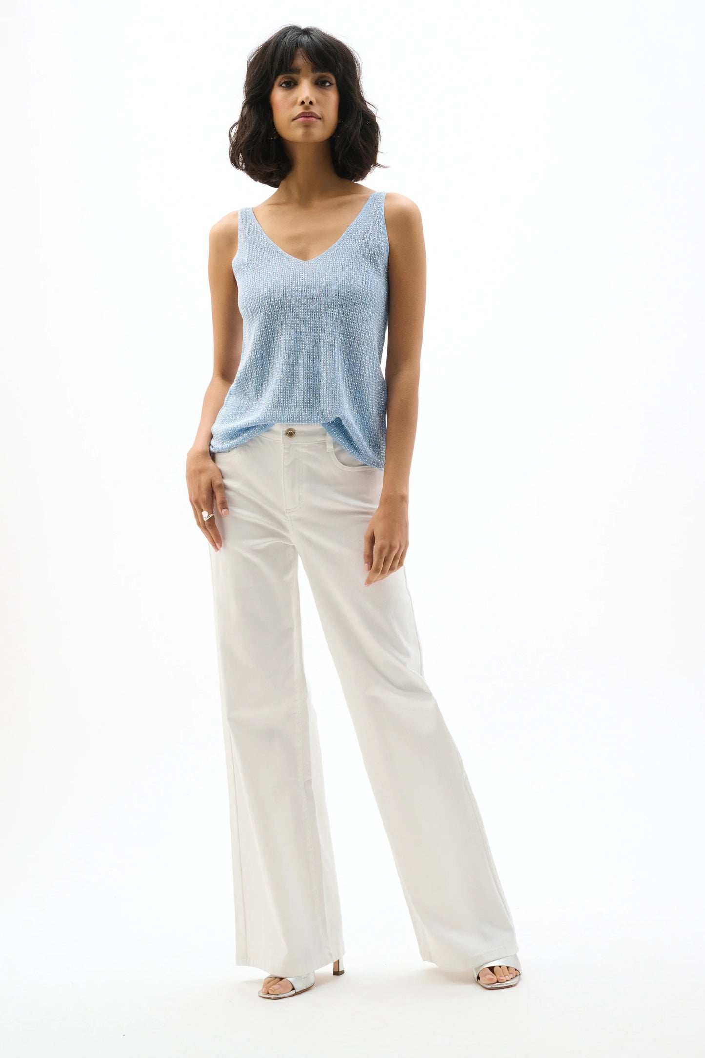 Metallic Knitted Camisole with Rhinestones (available in other colours) - Lucindas on-line