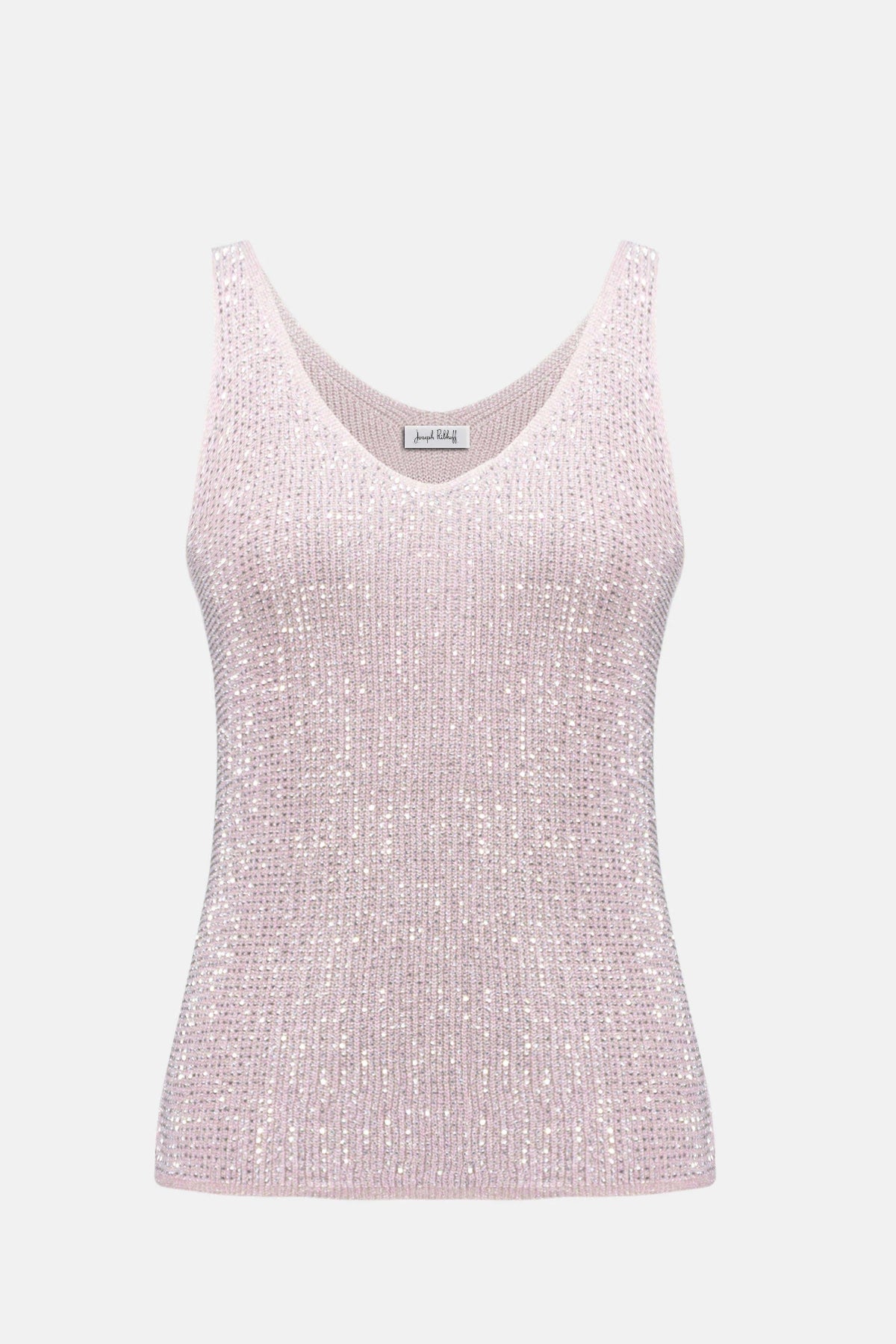 Joseph Ribkoff Pink Metallic Knitted Camisole with Rhinestones