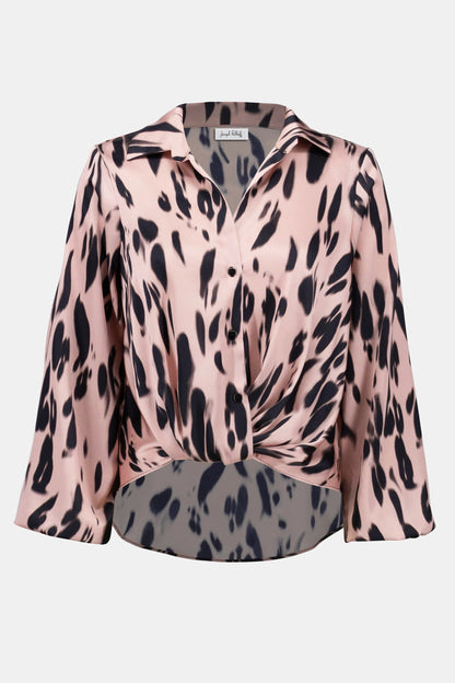 Recycled Satin Animal Print Draped Top